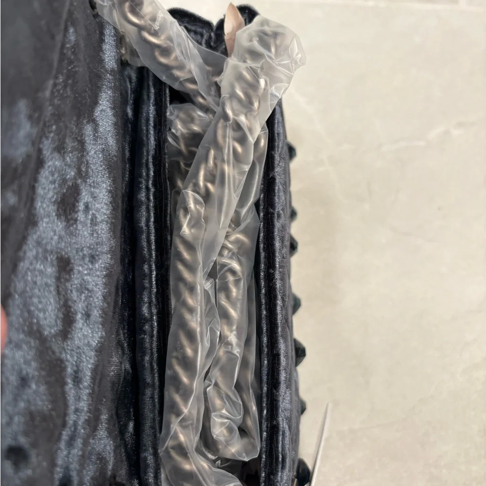 Kurt Geiger Gunmetal Grey Mini Velvet Brixton Shoulder Bag - Picture 10 of 13